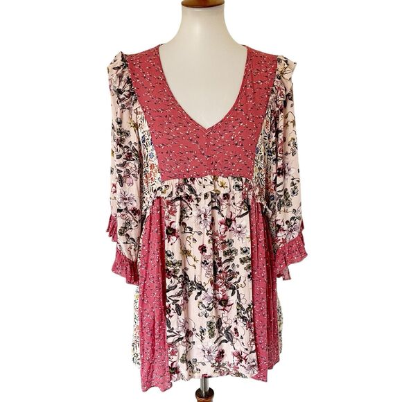 Gigio Dresses & Skirts - GiGio Oversized Tunic Blouse Top Shirt Dress Size Medium Floral Cottagecore Boho
